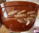 Vintage PYREX Rust Autumn Harvest Wheat Mixing Nesting Bowl #402 ~