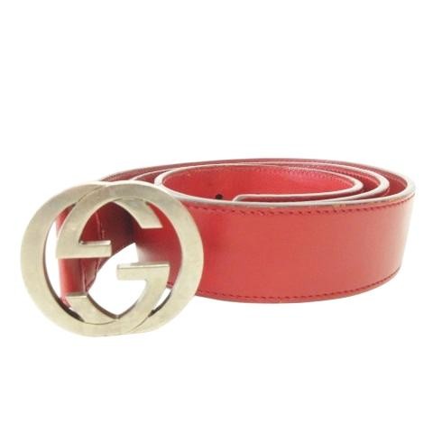 Gucci Interlocking Leather Belt in Red for Men Made in Italy