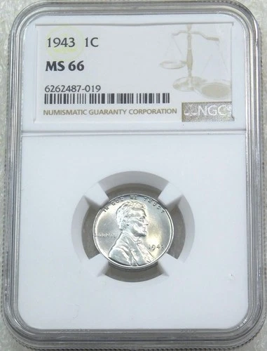 1943 P Lincoln Steel Cent NGC MS66 Very Bright Luster Just Graded #D279V
