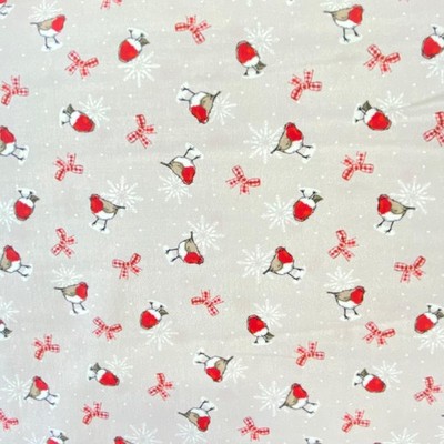 WEIHNACHTSSCHLEIFE UND ROTKEHLCHEN VON THE CRAFT COTTON COMPANY - 100% BAUMWOLLE 44''/112cm