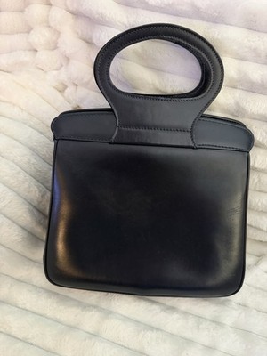Vintage collector! Mid-century 60 s or 80 s Navy Loewe Box Calfskin Frame Bag