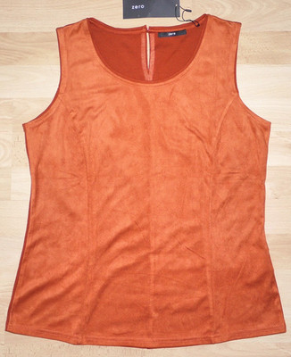 ZERO Top Gr.40 orange rost Veloursleder Shirt ohne Arm Set ++Neu++