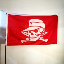 Bandera pirata de poliéster rojo calavera bandera cabecera pancarta fiesta de Halloween decoración al aire libre