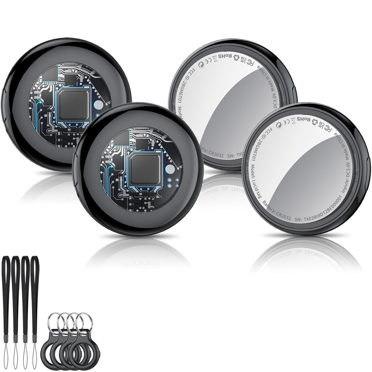 Air Tag (Black) 4-Pack, Bluetooth Tracker Work with Apple Find My