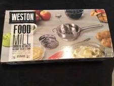 Weston Stainless Steel Food Mill 1 Quart Capacity with 3 Milling Discs-