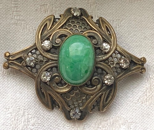 Antique Art Nouveau Peking Glass Brooch - Picture 7 of 9