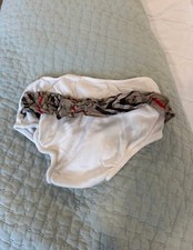 BURBERRY Baby Diaper Cover Bloomers Size 12mo White With Burberry Plaid Ruffle