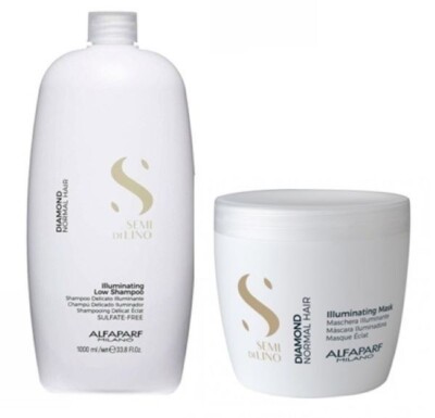 ALFAPARF Semi Di Lino Diamond Illuminating Shampoo 1000 ml und Maske 500 ml
