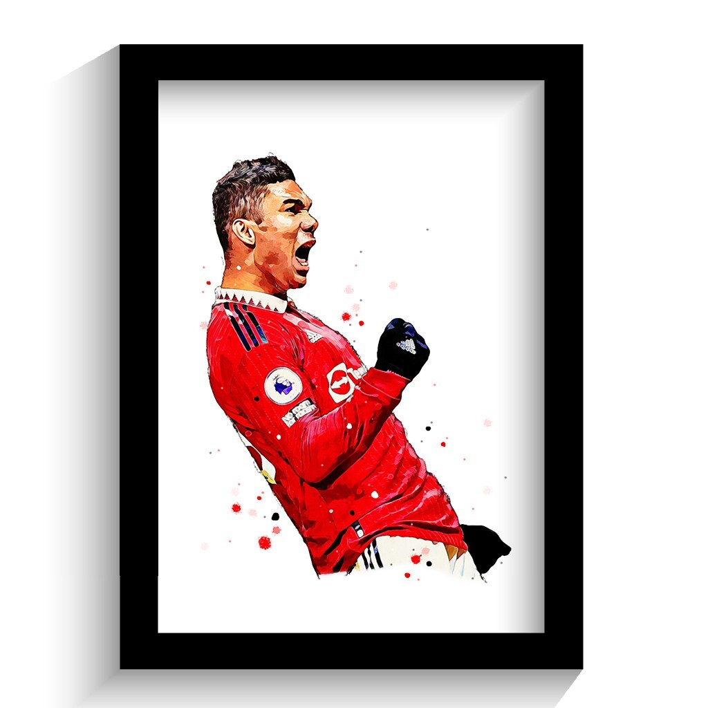 MANCHESTER UNITED | MAN UTD | CASEMIRO | HAND DRAWN FRAMED ART