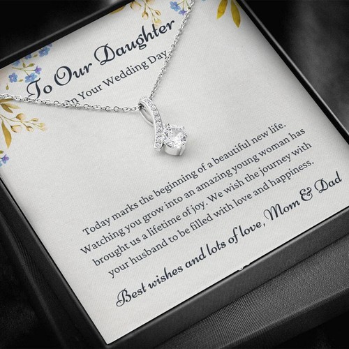 Collar de cinta a nuestra hija el día de su boda, collar de belleza atractivo - Imagen 4 de 11