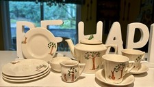 Vintage 13-Piece Child s Tea Set 1930s Style Artwork Ceramic Unmarked