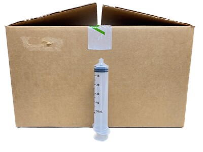 (100/Cs) Laboratory 50mL Plastic General Use Graduated Syringes w/ Luer Lok Tip