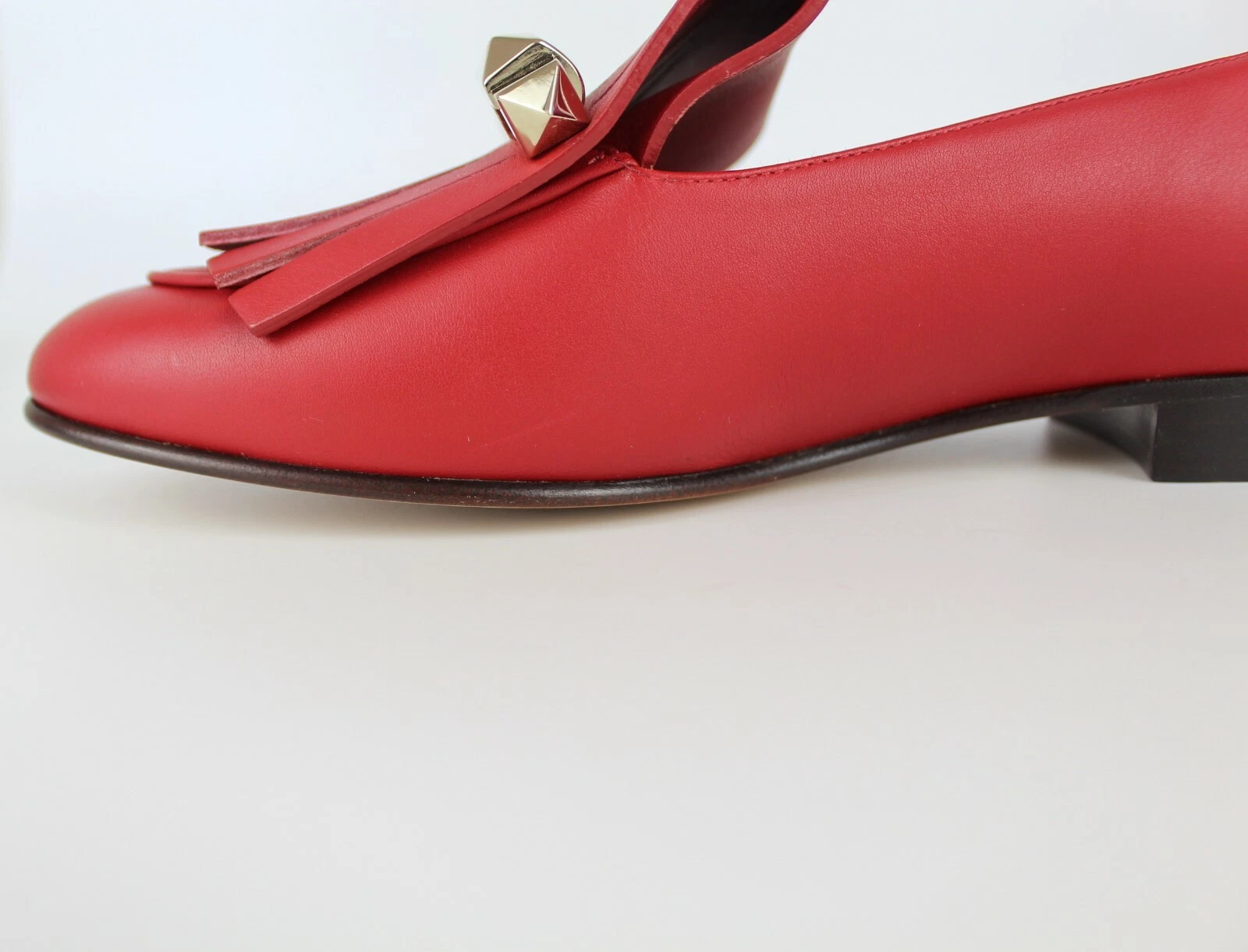 NUOVO VALENTINO GARAVANI Mocassino in pelle con frange Rockstud Uptown EUR 37 5 prezzo al dettaglio $895