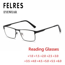 Men Flattering Metal Square Reading Glasses Readers Power Fr  1.00 To  6.00