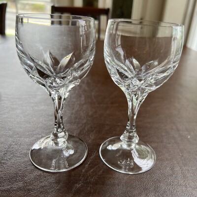 Wittwer German Crystal Sabrina Claret Wine 6   Rare Crystal Glasses Set Of 2
