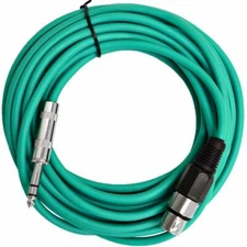 SEISMIC AUDIO - 25 Ft Green XLR Female to 1/4" TRS Patch Cable Snake Cords