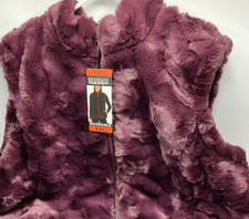 Women's Size XXL Nicole Miller Reversible Quilted Faux Fur Vest Wine Color