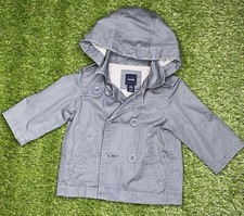 Baby Gap Trench Coat w/ Hood Gray Boys 0-6 Mos NWT