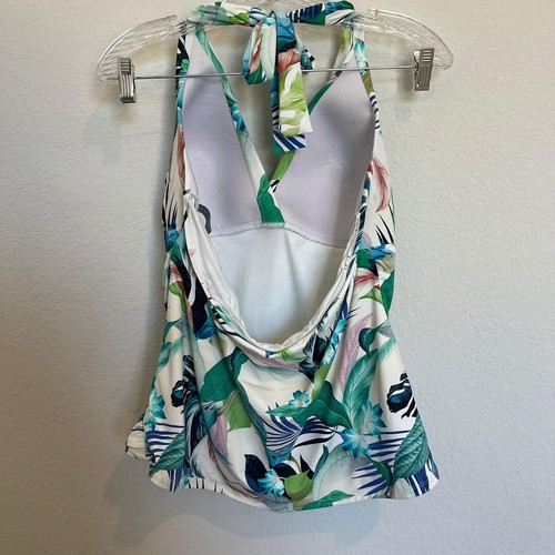 La Blanca Tropical Halter One Piece Swimsuit Ruched Tummy Control Swimwear - Picture 2 of 9