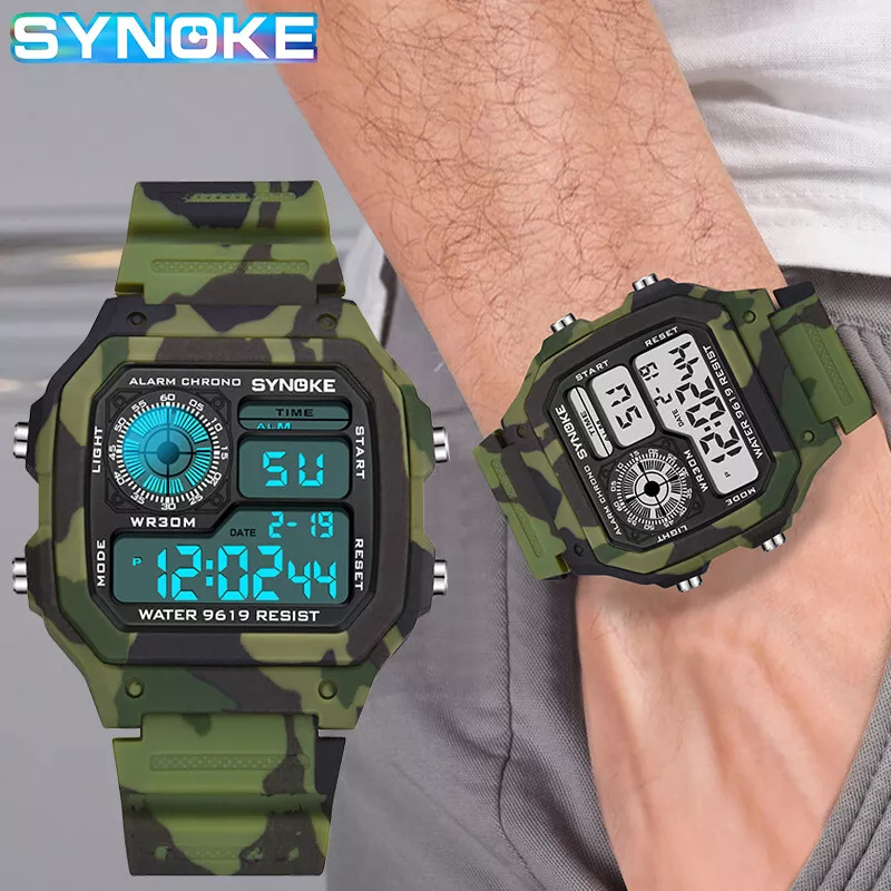 Reloj Digital Para Hombre Pulsera Militar Camuflaje Resistente Al Agua  Deportes