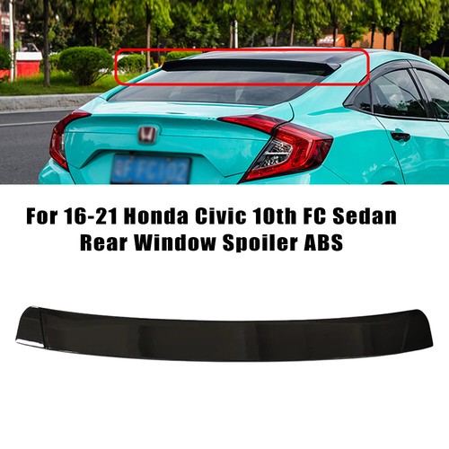 For 16-21 Honda Civic ABS Glossy Black Rear Roof Window Visor Spoiler Wing - Picture 10 of 18