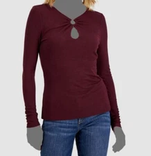 $39 Inc International Concepts Women's Red Ribbed Ring-Keyhole Top Size XL