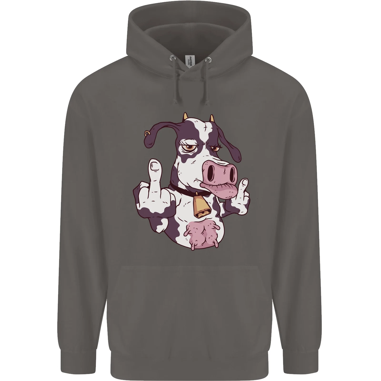 RHUDE Felpa con cappuccio divertente offensiva rude dito mucca da uomo 80% cotone