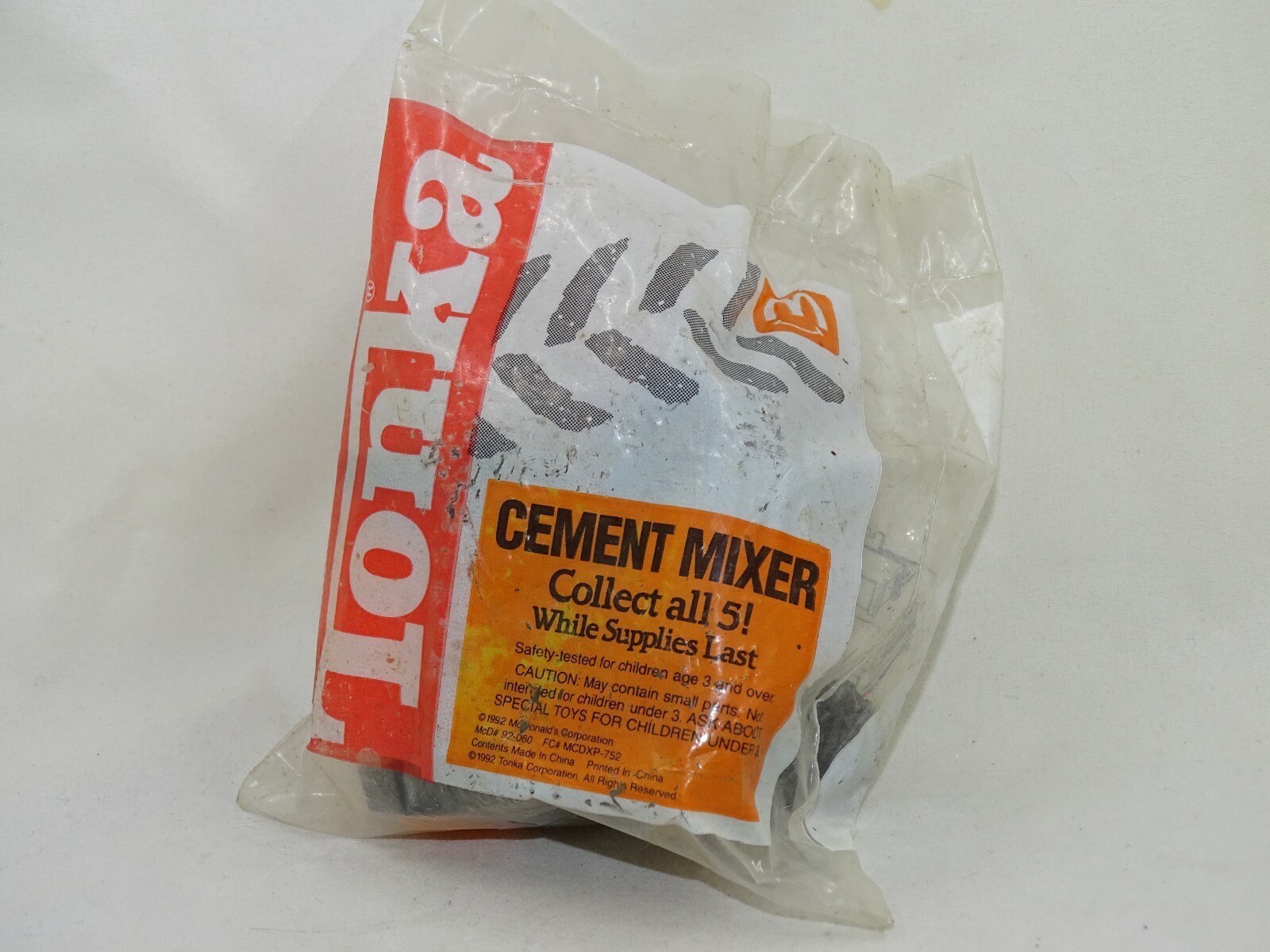 Vintage McDonalds Happy Meal Toy Vintage 1992 Tonka Cement Mixer Orange Sealed