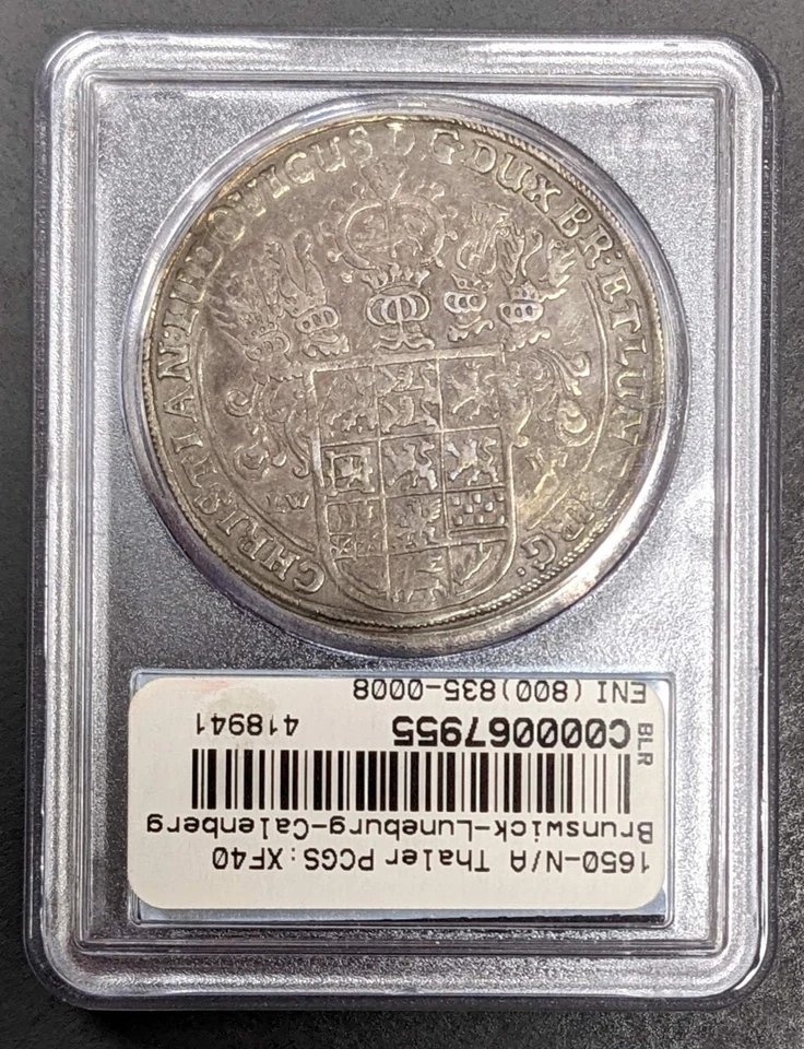 1650 LW Brunswick Luneburg Calenberg Thaler PCGS XF 40 - Image 2 of 3