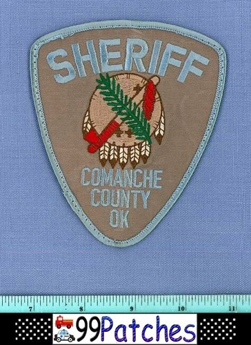 COMANCHE COUNTY SHERIFF OKLAHOMA Police Shoulder Patch OSAGE INDIAN WAR DRUM 9A