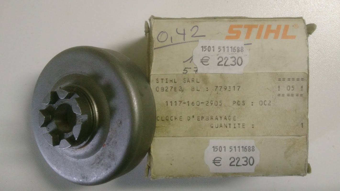 Cloche d'embrayage STIHL 042 048 anti-surchauffe à pignon 7 dents