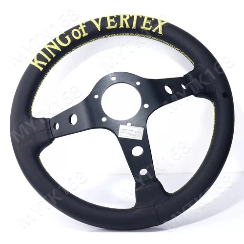 VERTEX 13'' Black Embroidery Deep Dish Racing Car Drift Rally Steering Wheel - Picture 5 of 6