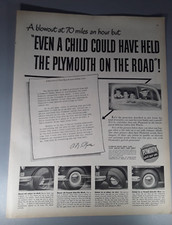 Original 1948 Plymouth Magazine Ad "A Blowout at 70 MPH"