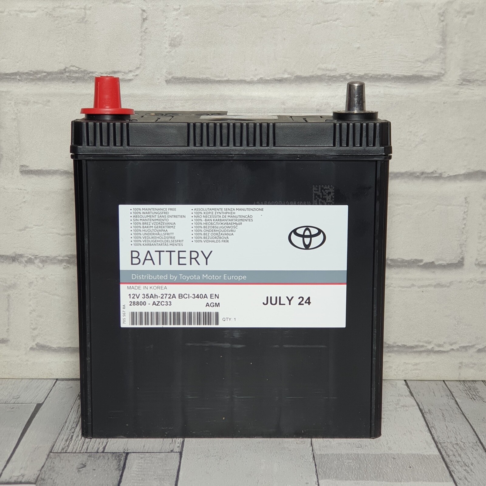 Genuine Toyota 12V Battery 35AH S34B20R Part 28800-AZC33 Fits yaris