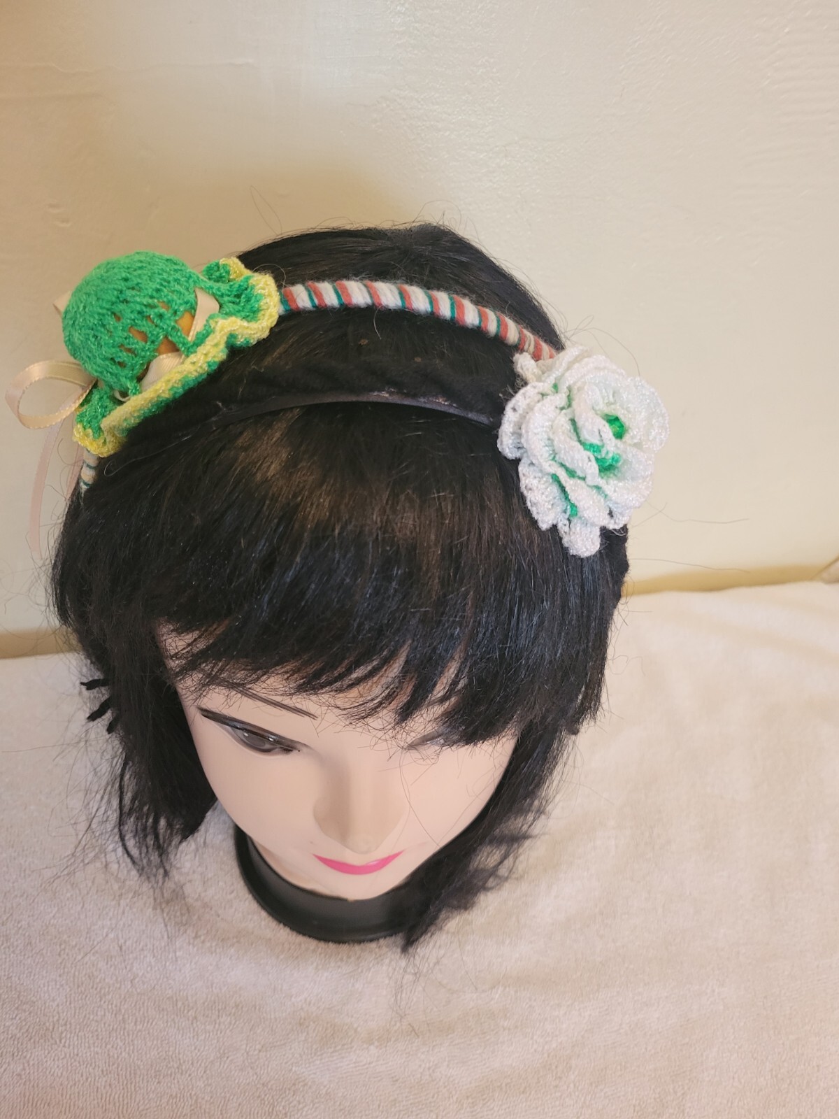 2 Headbands  With Crochet Flower And Hat
