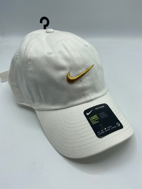 white and gold nike hat