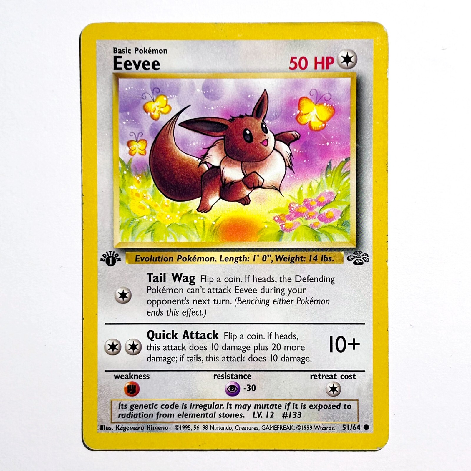 Eevee 51/64 1st Edition Jungle Common Pokemon Card WOTC E2