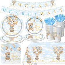 We Can Bearly Wait Bear Baby Shower Decorations, 142pcs Bear Baby Shower Plat...