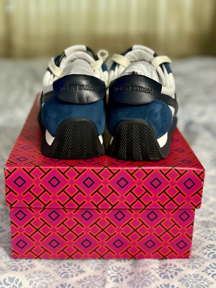 Tenis Tory Burch Hank Nylon/Gamuza Blancanieves/Azul Marino Brillante Talla 5 Foto 4 de 4