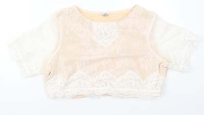 Polly Damen Beige Polyestermischung Cropped T-Shirt Größe 18