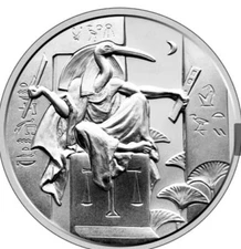 2 OZ 999 PURE SILVER THOTH EGYPTIAN GOD SERIES ROUND COIN CAPSULE BU HIGH RELIEF