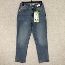 Rewash Jeans Womens 1 25 Blue Straight Ankle Whiskers Worn Faded Grunge Denim