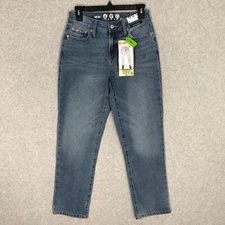 Rewash Jeans Womens 1 25 Blue Straight Ankle Whiskers Worn Faded Grunge Denim