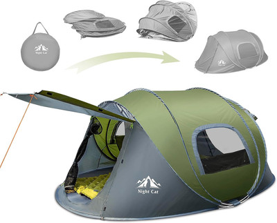 Night Cat Pop-Up Camping Tent: 2 Person Tent Waterproof Instant Easy Setup Famil
