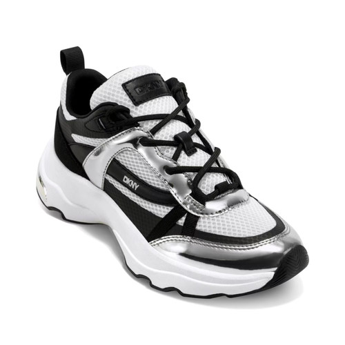 Women's DKNY Juna Lace Up Sneakers White/ Nickel