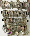 L 270+ HUGE Vtg Costume to Fashion Jewelry lot Bracelet Cuff Bangle SILVER Tone