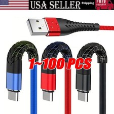 Braided USB Type-C USB-C to USB-A Fast Charge Cable Charger Lot Charging Cord