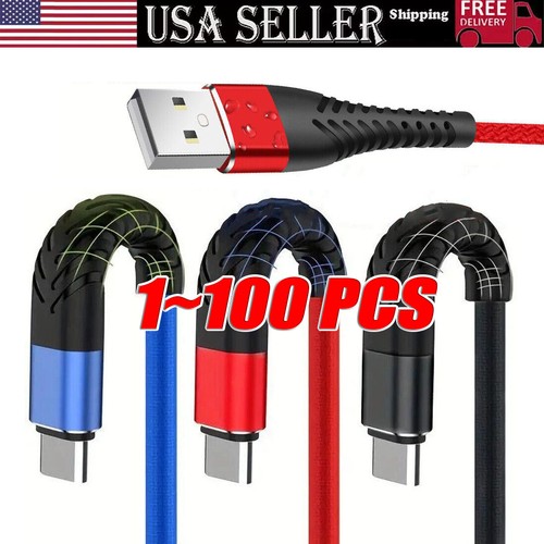 Braided USB Type-C USB-C to USB-A Fast Charge Cable Charger Lot Charging Cord