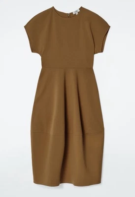 NUEVO CON ETIQUETAS COS Vestido midi mezcla algodón ocre talla S. - Imagen 1 de 4