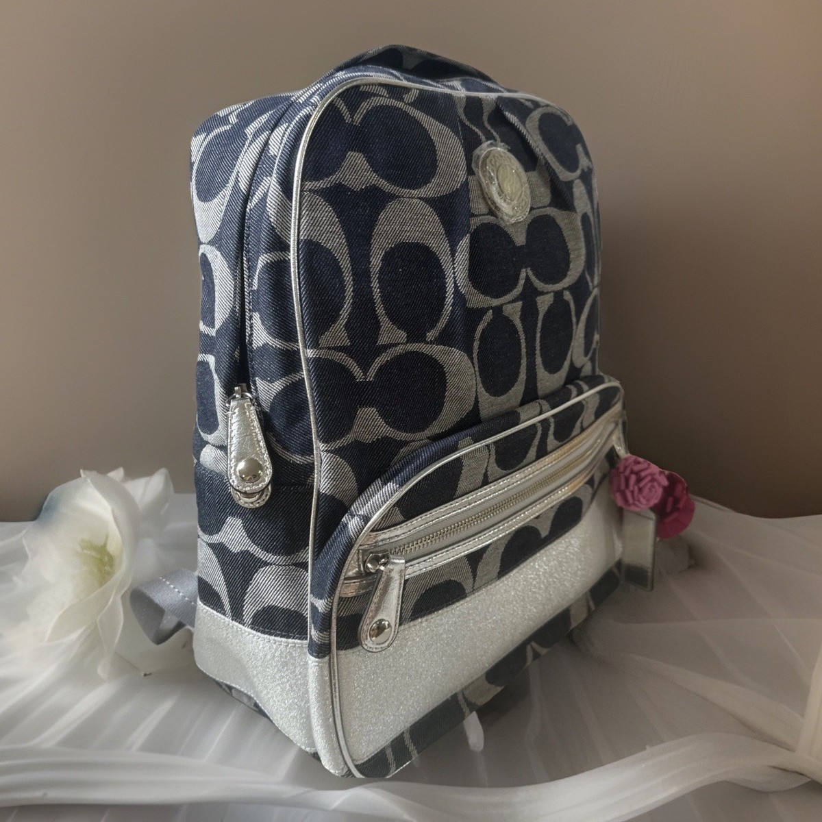 STUNNING SILVER AND DENIM COACH BACKPACK? Coach Denim Riya 21 Backpack Reveal | 2024 Denim Drop - YouTube main image 3